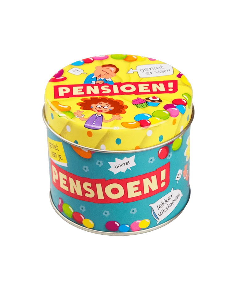 Snoepblik Pensioen 9cm
