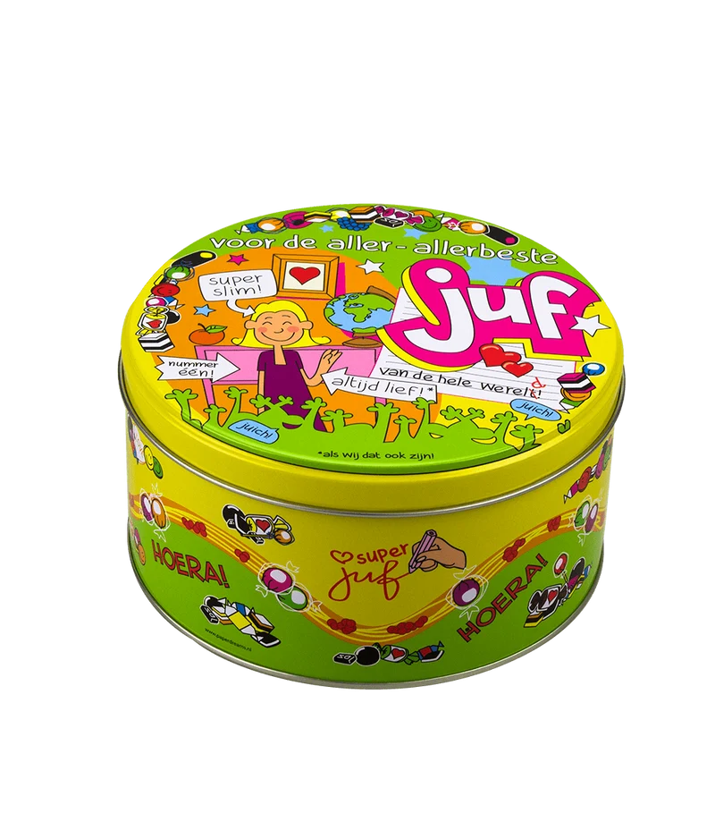 Snoeptrommel Juf 14cm