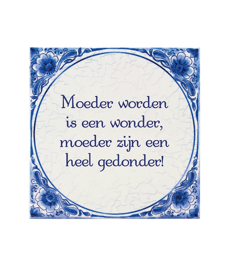 Delfts Blauw Tegel Moeder Worden 14,5cm