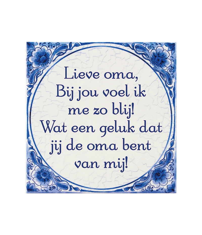 Delfts Blauw Tegel Lieve Oma 14,5cm