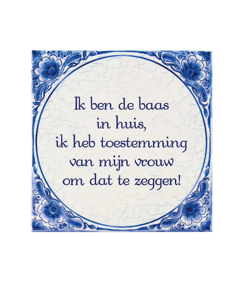 Delfts Blauw Tegel Baas In Huis 14,5cm