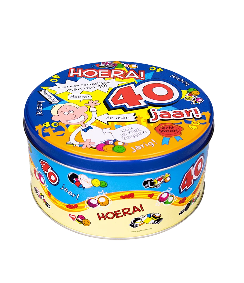 Snoeptrommel 40 Jaar Man 14cm