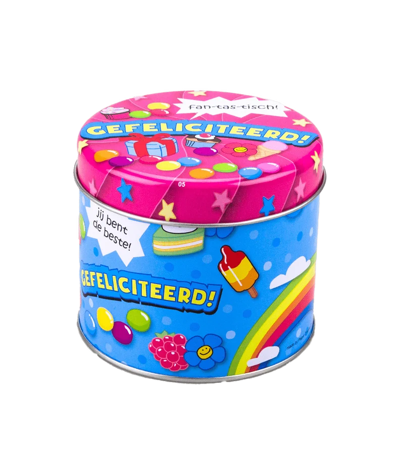 Snoepblik Gefeliciteerd 9cm