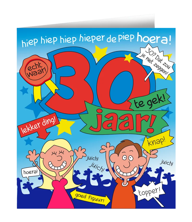 Verjaardagskaart 30 Jaar Cartoon 16,5cm