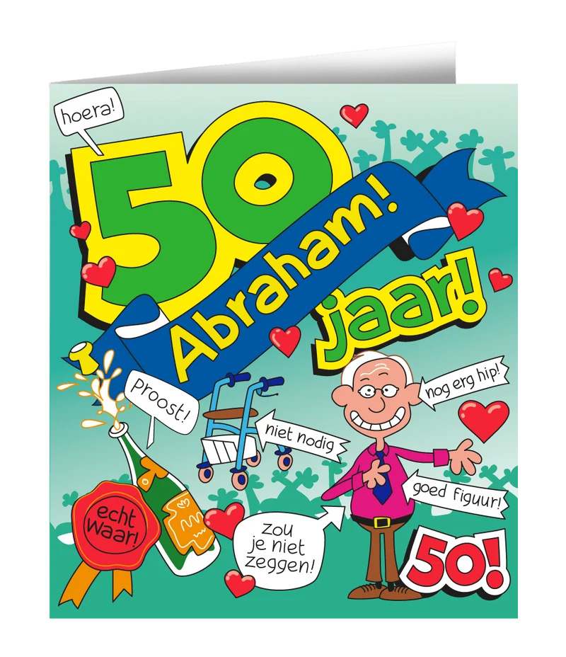 Verjaardagskaart Abraham Cartoon 16,5cm