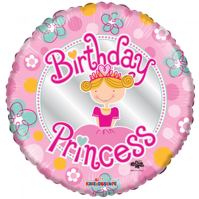 Helium Ballon Birthday Princess 45cm leeg