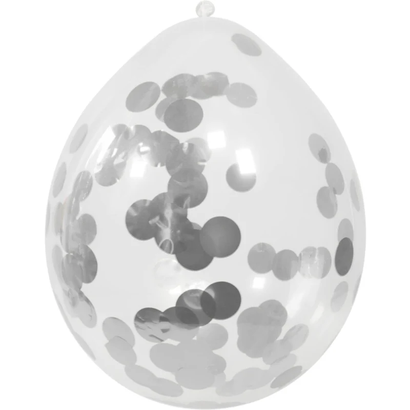Confetti Ballonnen Zilver 30cm 4st