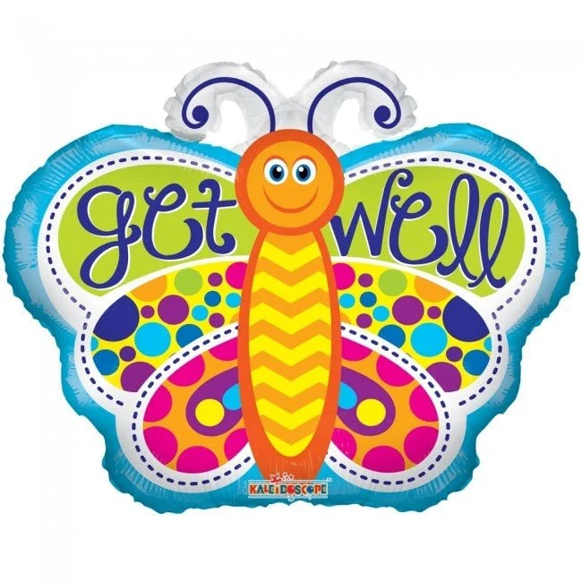 Helium Ballon Vlinder Get Well 45cm leeg