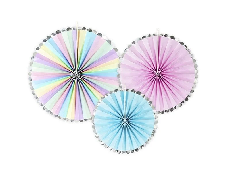 Papieren Waaiers Gekleurd Set 21-30cm 3 delig