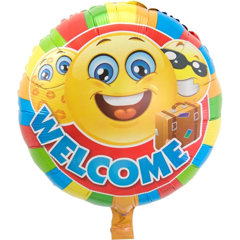 Helium Ballon Emoticon Welcome 43cm leeg