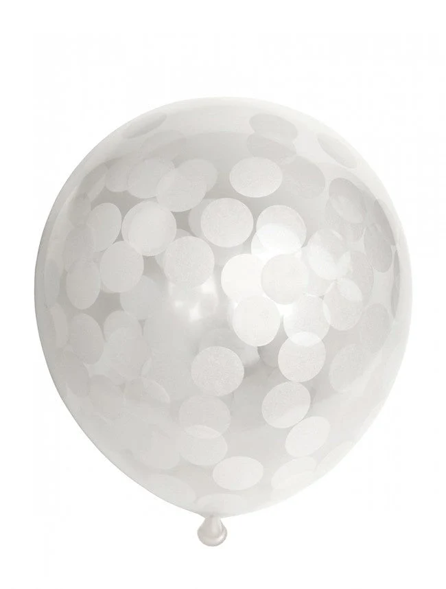 Confetti Ballonnen Wit 30cm 6st