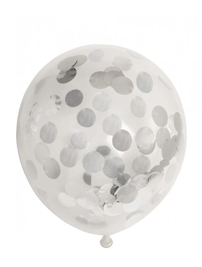 Confetti Ballonnen Zilver 30cm 6st