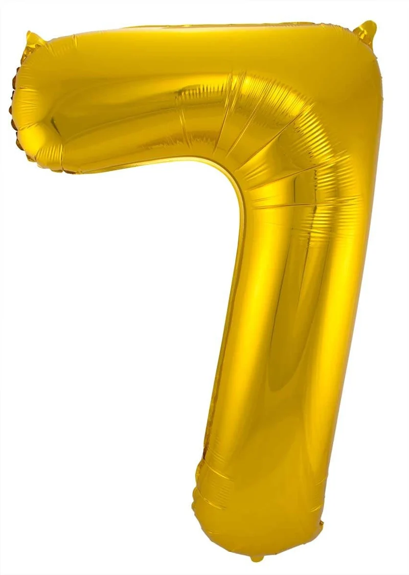 Folie Ballon Cijfer 7 Goud Metallic XL 86cm leeg