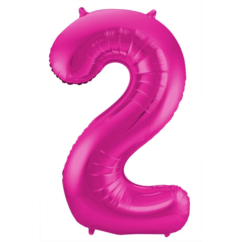Folie Ballon Cijfer 2 Fuchsia Metallic XL 86cm leeg