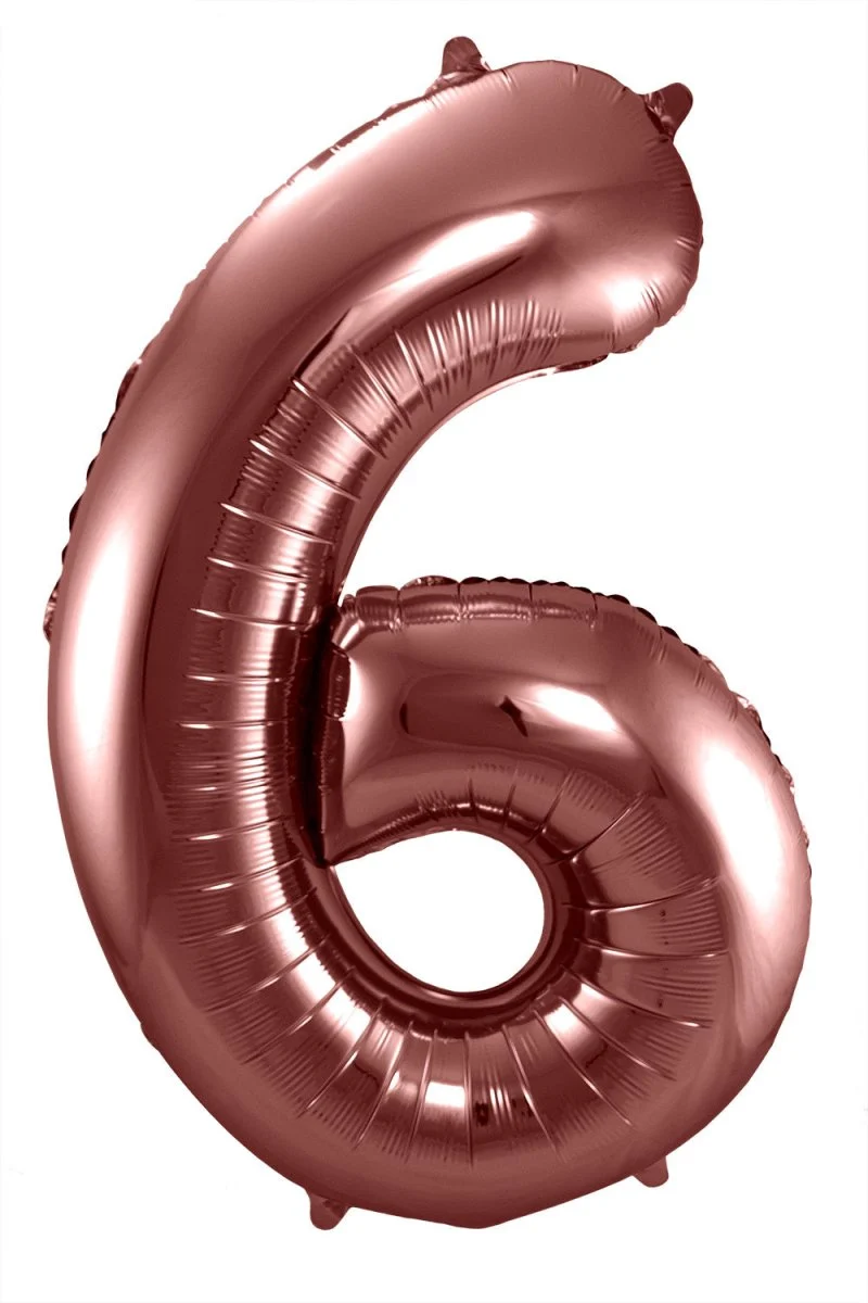 Folie Ballon Cijfer 6 Brons XL 86cm leeg