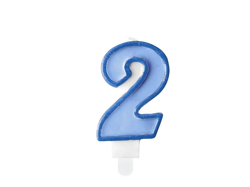 Kaars 2 Jaar Blauw 7cm