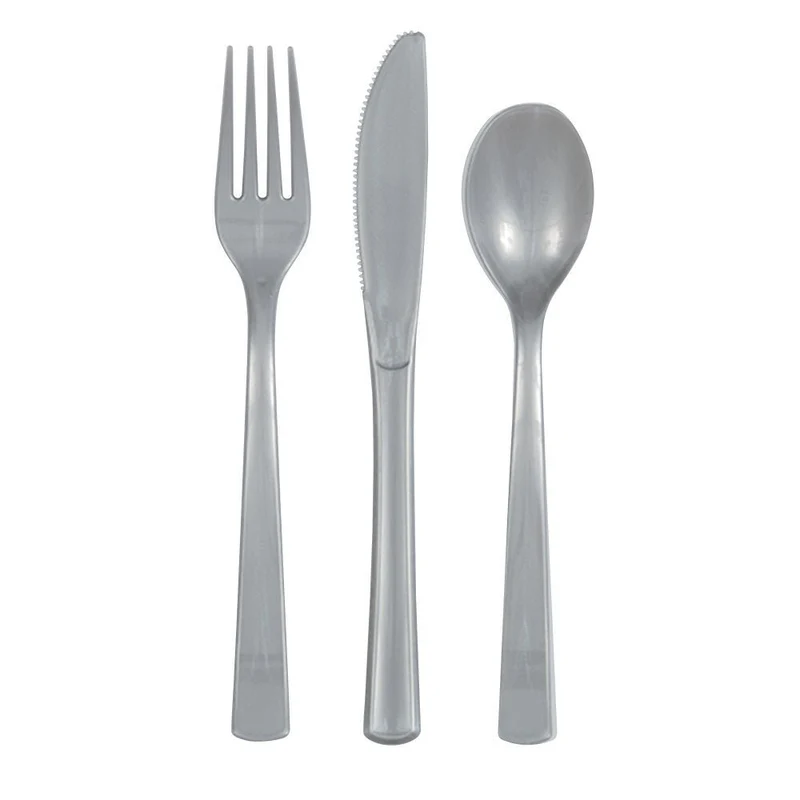 Zilver Bestek Plastic 18 delig