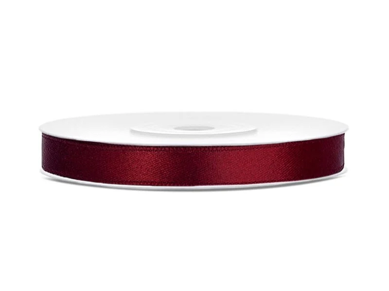 Satijn Lint Bordeaux Rood 6mm 25m