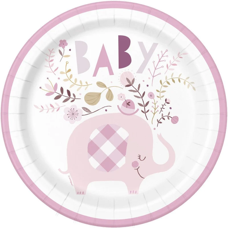 Baby Olifant Borden Bloemen 23cm 8st