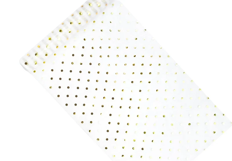 Witte Organza Stof Gouden Stippen 36cm 9m