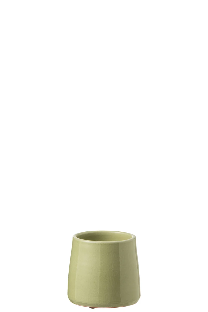 J-Line bloempot Rond - keramiek - groen - extra small - 2 stuks - Ø 13.5 cm