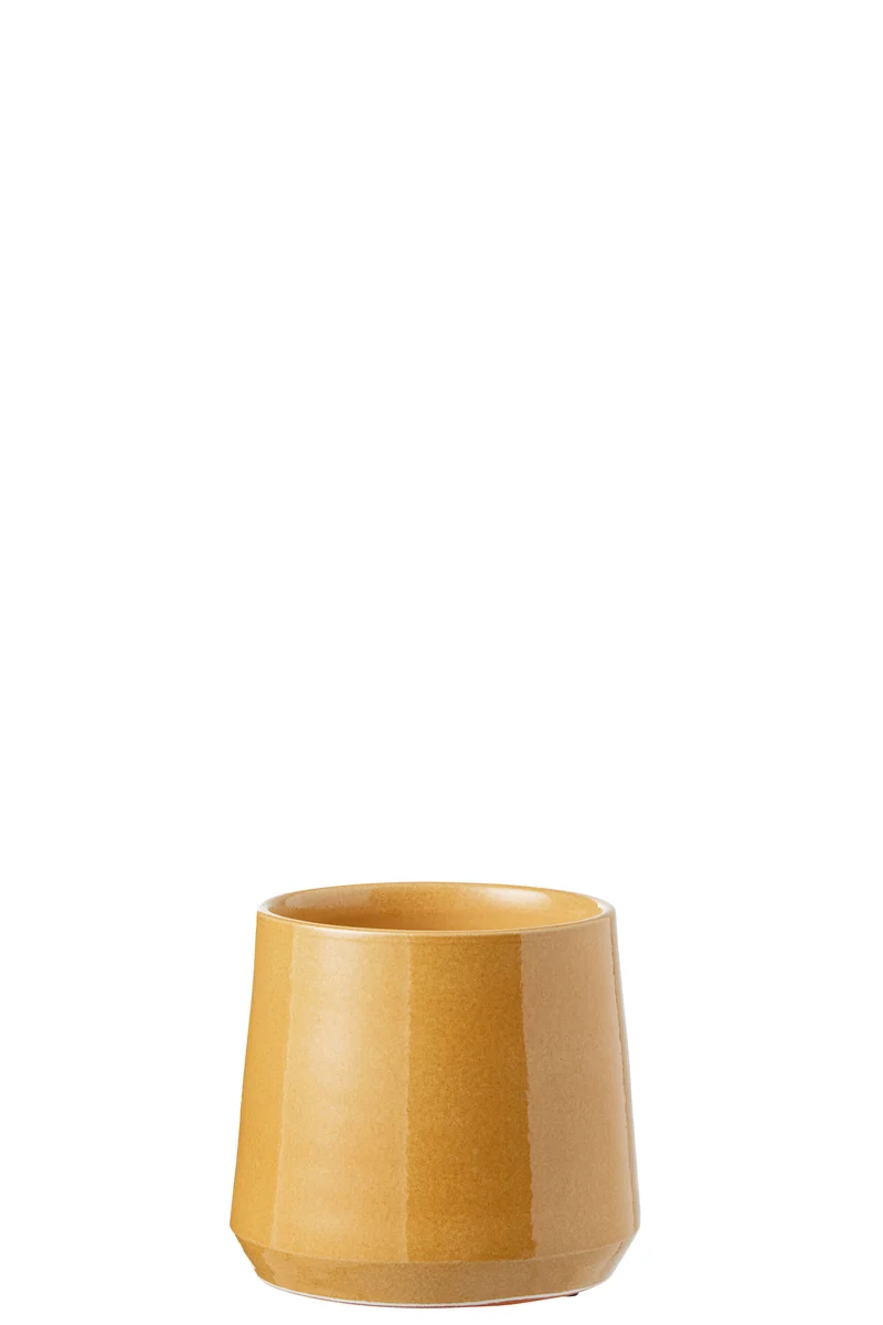 J-Line bloempot Rond - keramiek - oker - small - 2 stuks - Ø 17 cm