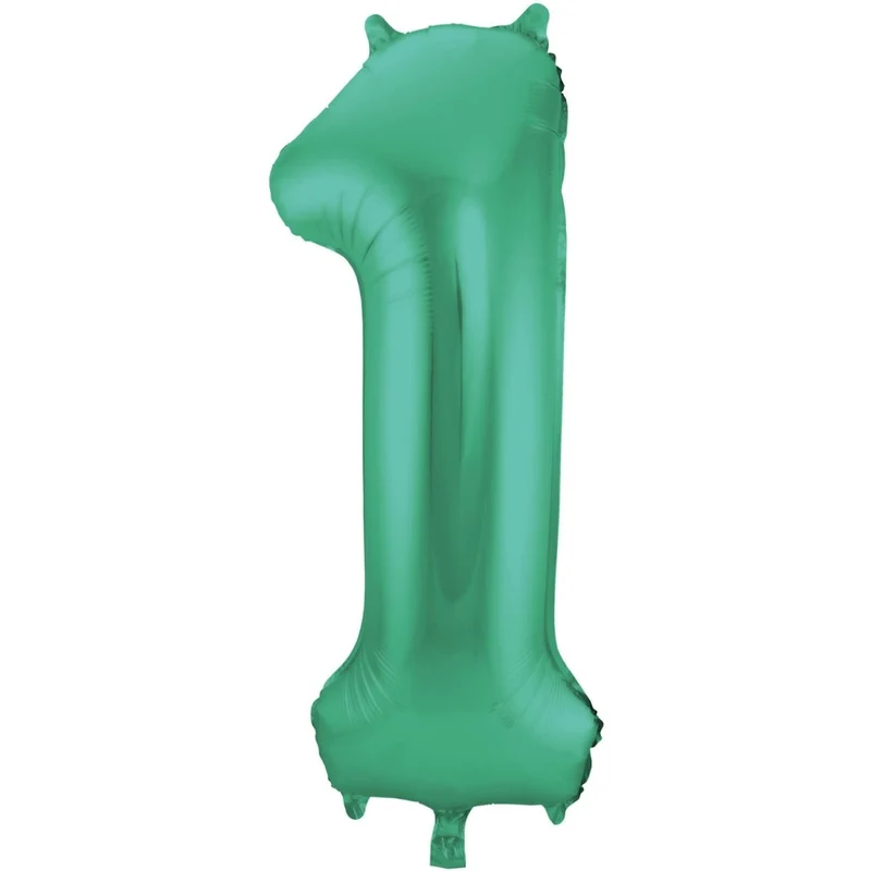 Folie Ballon Cijfer 1 Mat Groen XL 86cm leeg