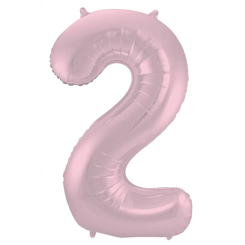 Folie Ballon Cijfer 2 Pastel Roze XL 86cm leeg