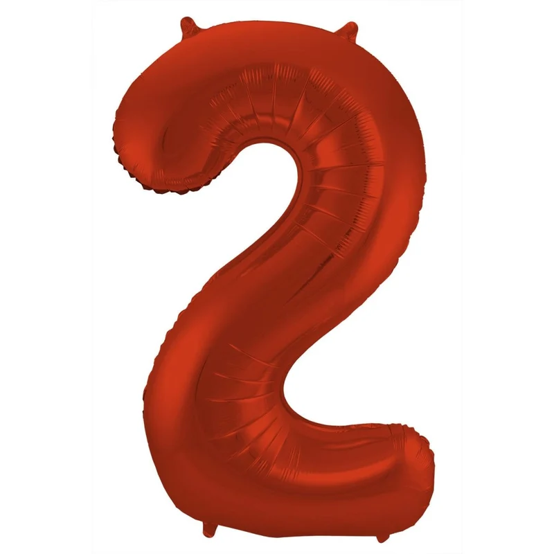 Folie Ballon Cijfer 2 Mat Rood XL 86cm leeg