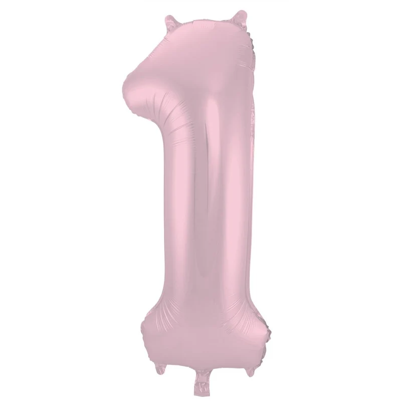 Folie Ballon Cijfer 1 Pastel Roze XL 86cm leeg