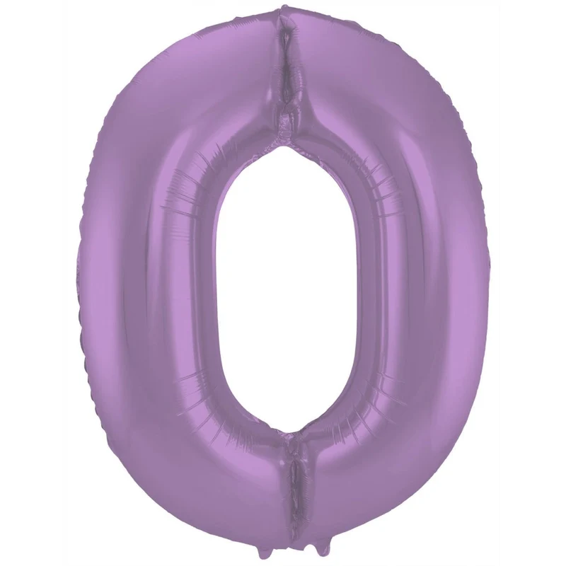 Folie Ballon Cijfer 0 Mat Paars XL 86cm leeg