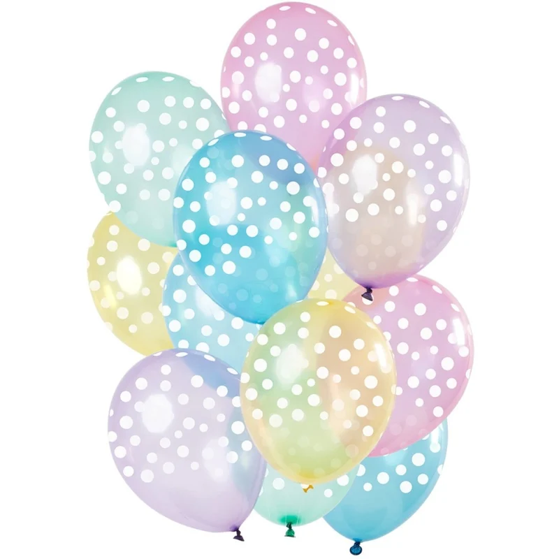 Pastel Ballonnen Witte Stippen 30cm 12st