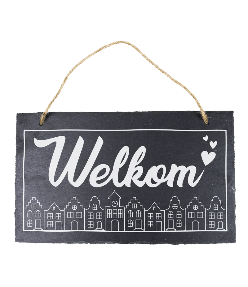 Leisteen Bordje Welkom 25cm