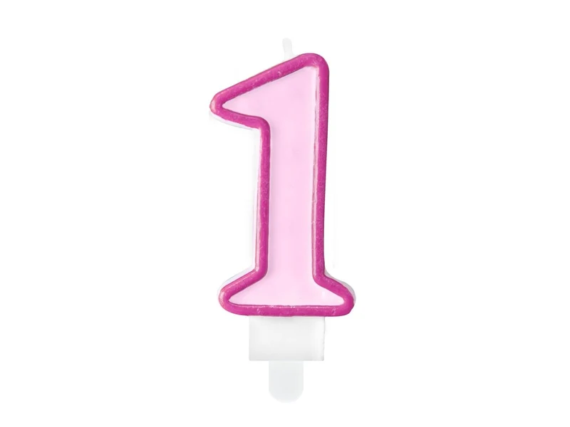 Kaars 1 Jaar Roze 7cm