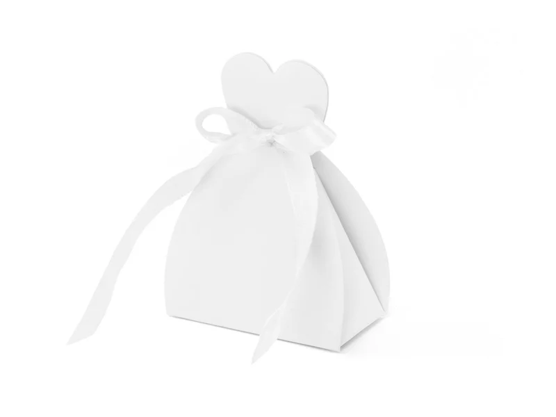 Geschenkdoosjes Hart Wit met Strik 6,5cm 10st