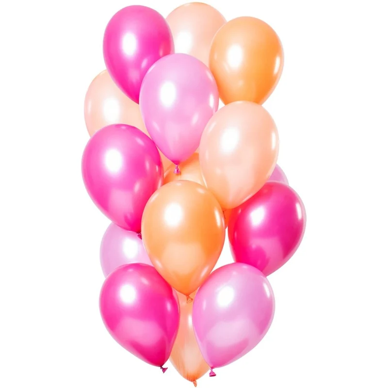 Perzik Roze Ballonnen Chroom 33cm 15st